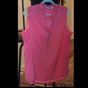 NY & Co Pink Sleeveless Blouse, Round Neck with Button Front XL NWT
